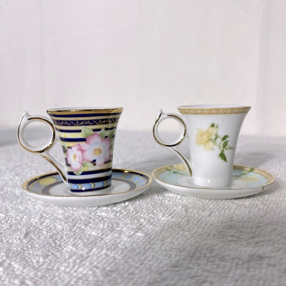 Vintage T. Limoges Casa Elite Miniature Porcelain Teacup & Saucer Sets x2 - Picture 1 of 12